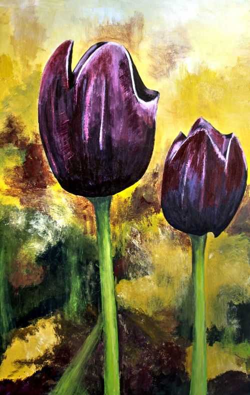 painted tulips acrylic paint artistic