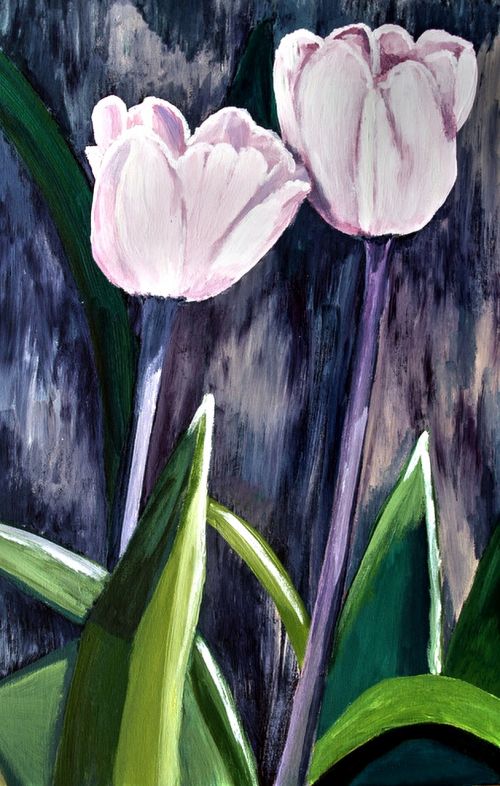 painted tulips acrylic paint brush strokes