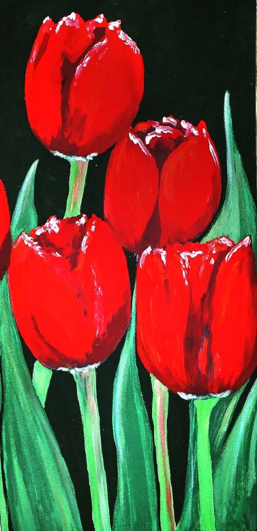 painted tulips acrylic paint canvas