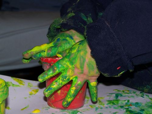 painting hands child