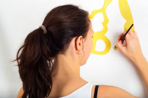 painting wall woman