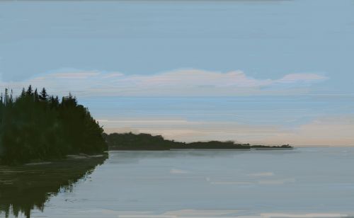 painting lake morning