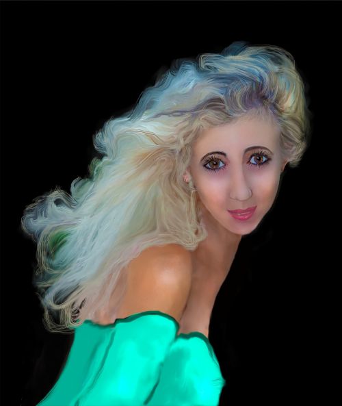 painting portrait blonde woman