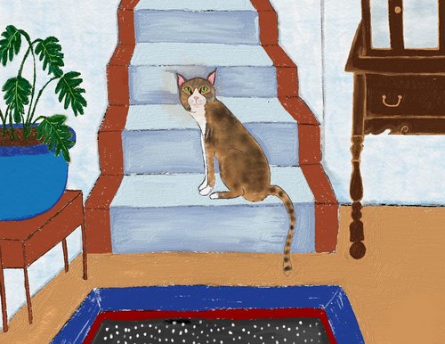 painting  cat  animal