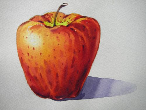 painting apple watercolor