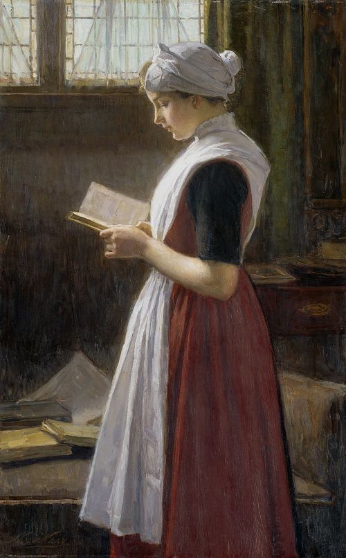 painting woman reading