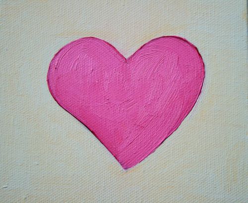 Painting Of Pink Heart In Oils