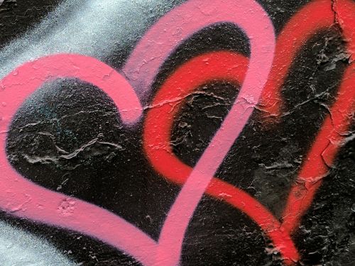 Pair Of Graffiti Hearts