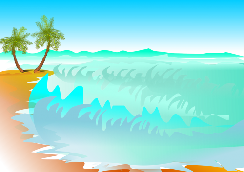 palm trees beach ocean
