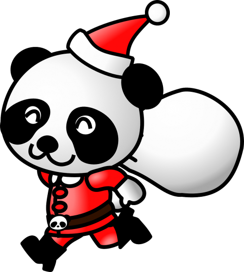 panda santa claus christmas