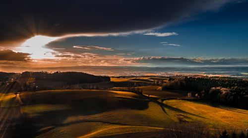 panorama sunset waters