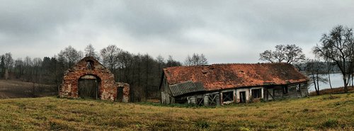 panorama  the ruins of the  manor house