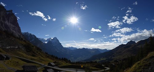 panorama  mountains  sun