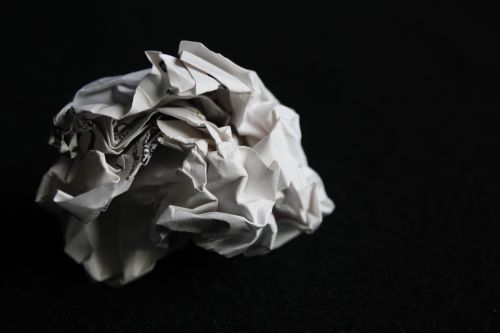 paper screwed up paper ball