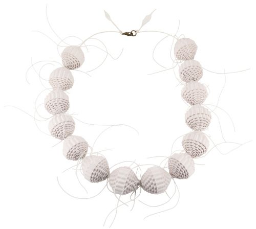 paper beads necklace white