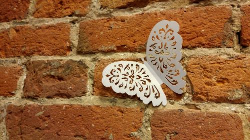 paper butterfly brick red brick
