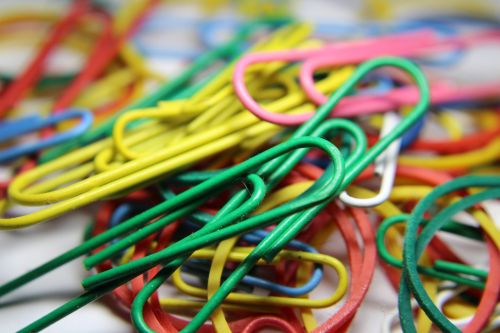 paper clips colorful rubber