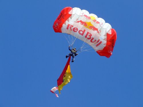 parachuting red bull chute