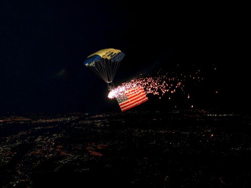 parachutist flag fireworks