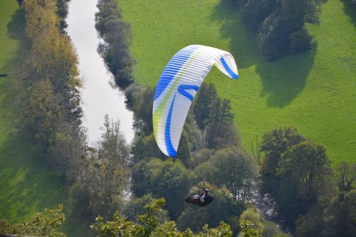 paragliders practice in free flight wind