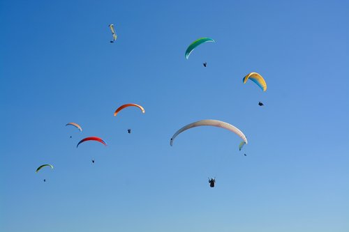 paragliders paragliders  blue sky  free flight