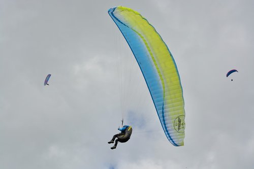 paragliding  wing paraglider blue yellow  air