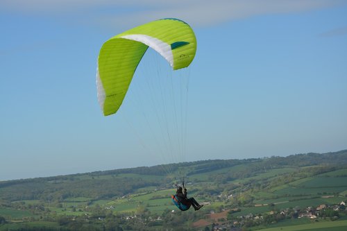 paragliding  sailing  wing yellow green