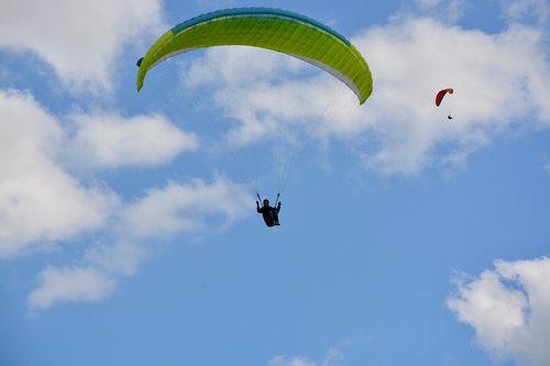 paragliding  paraglider  veil yellow green