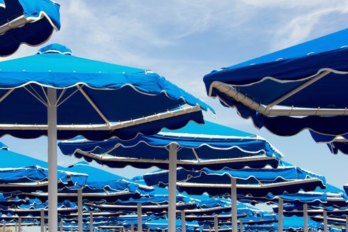 parasols  blue  beach