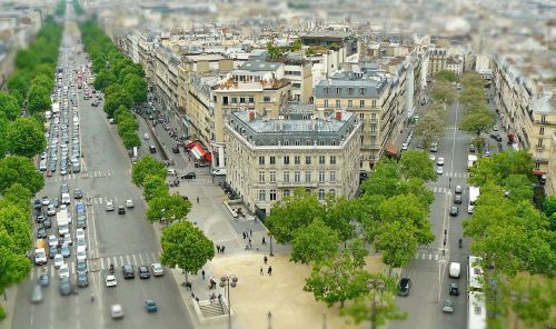 paris city view tilt shift