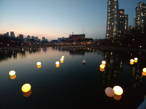 park in the evening city