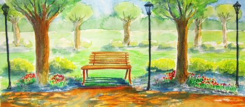 park summer watercolor