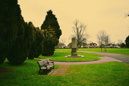 park trees bench