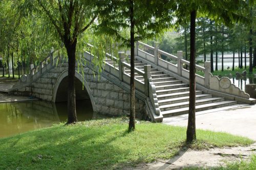 Park And Chinese-Style Bridge