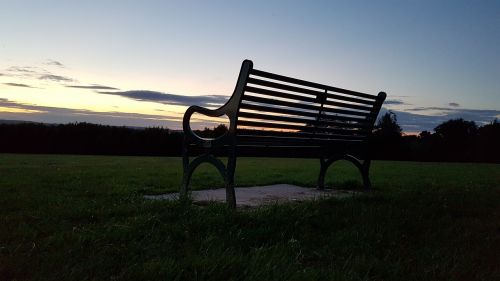 park bench sunset landscape