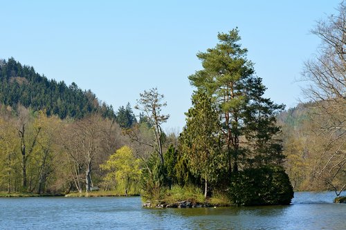 park lake  island  landscape park