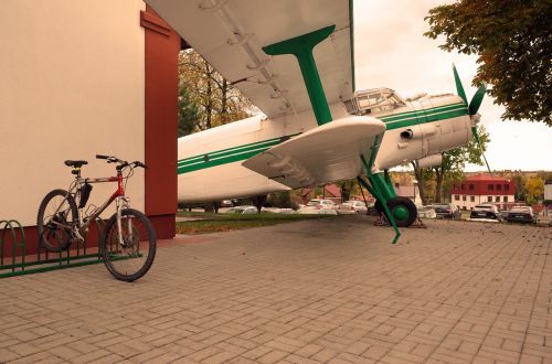 parking bike the plane