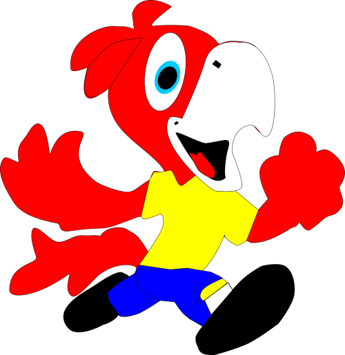 parrot running cartoon