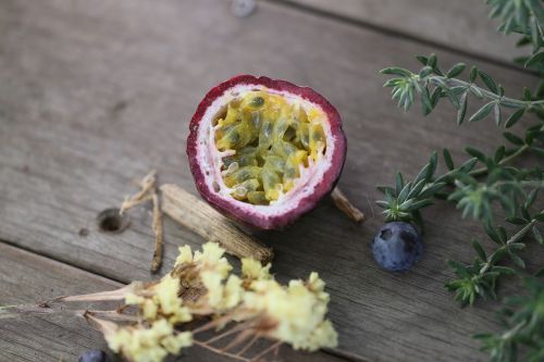 passion fruit food wooden