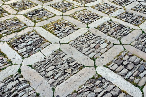 patch  cobblestones  road