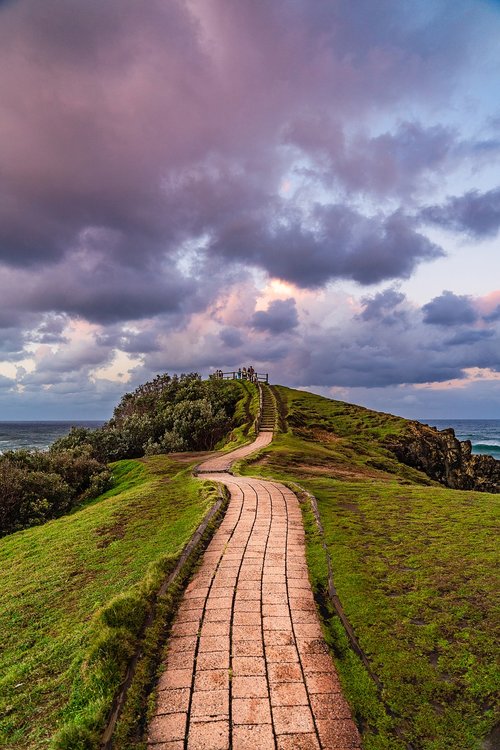 pathway  clouds  scenery
