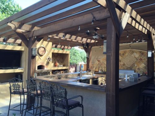 patio cover outdoor kitchen tile