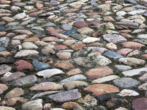 paving stones colorful old