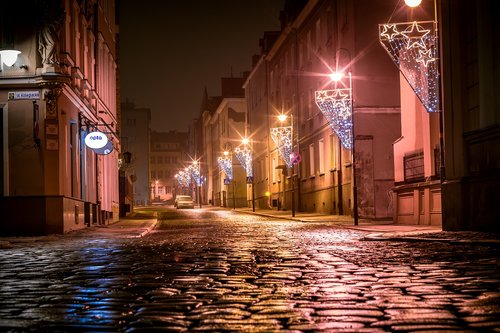 paving stones street  illuminations  christmas