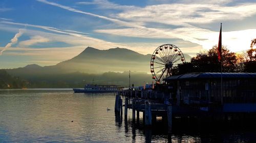 peaceful sunset lake lucerne