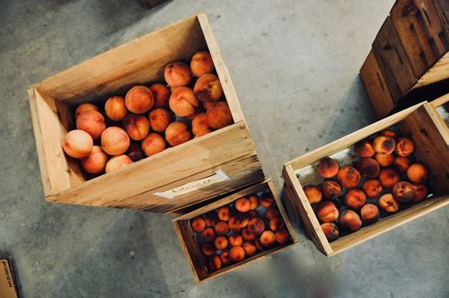 peach  wooden boxes  storage