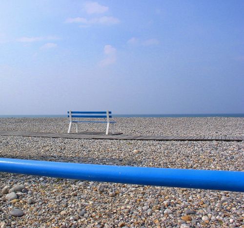 pebble blue lines bench