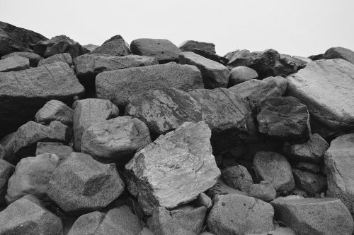 pebbles photo black white coastline