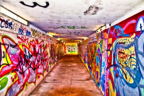 pedestrian tunnel graffiti underpass