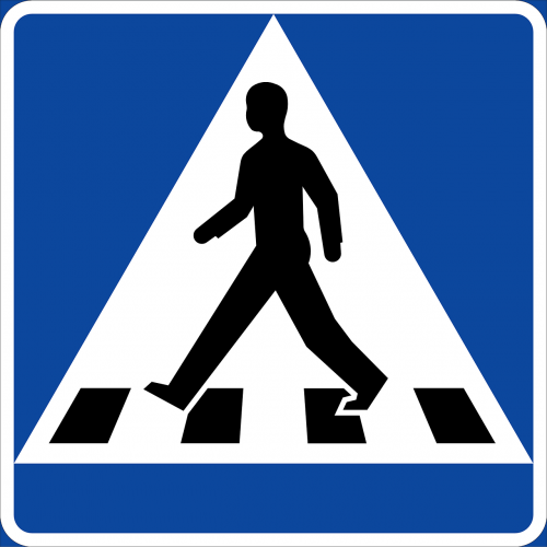 pedestrians crossing traffic